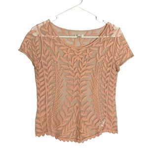 XHILARATION Peach Lace Top